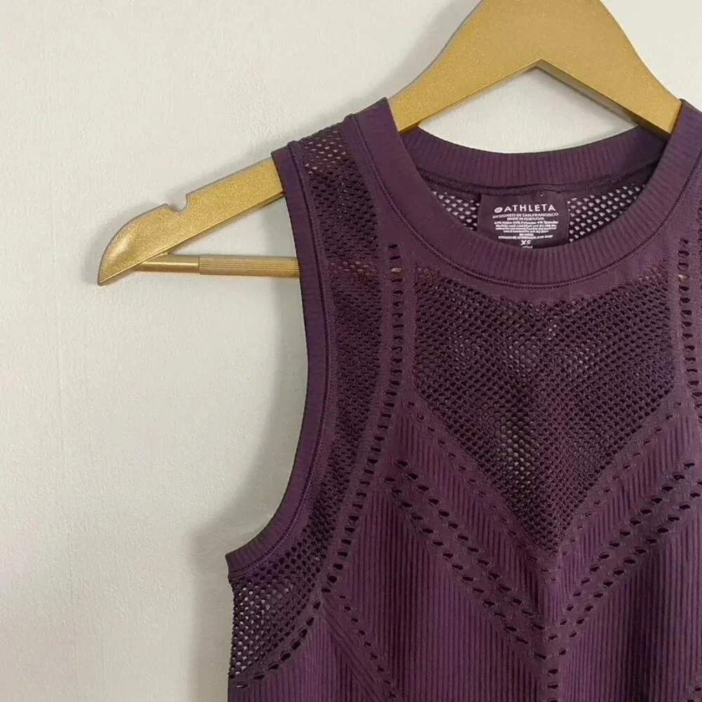 Athleta Purple Seamless Mesh Oxygen Tank Top